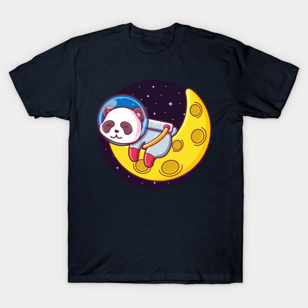 panda astronaut sleeping on the moon T-Shirt by Ardhsells